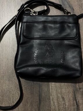 U.S. Polo Assn. Black Faux Leather Crossbody Bag